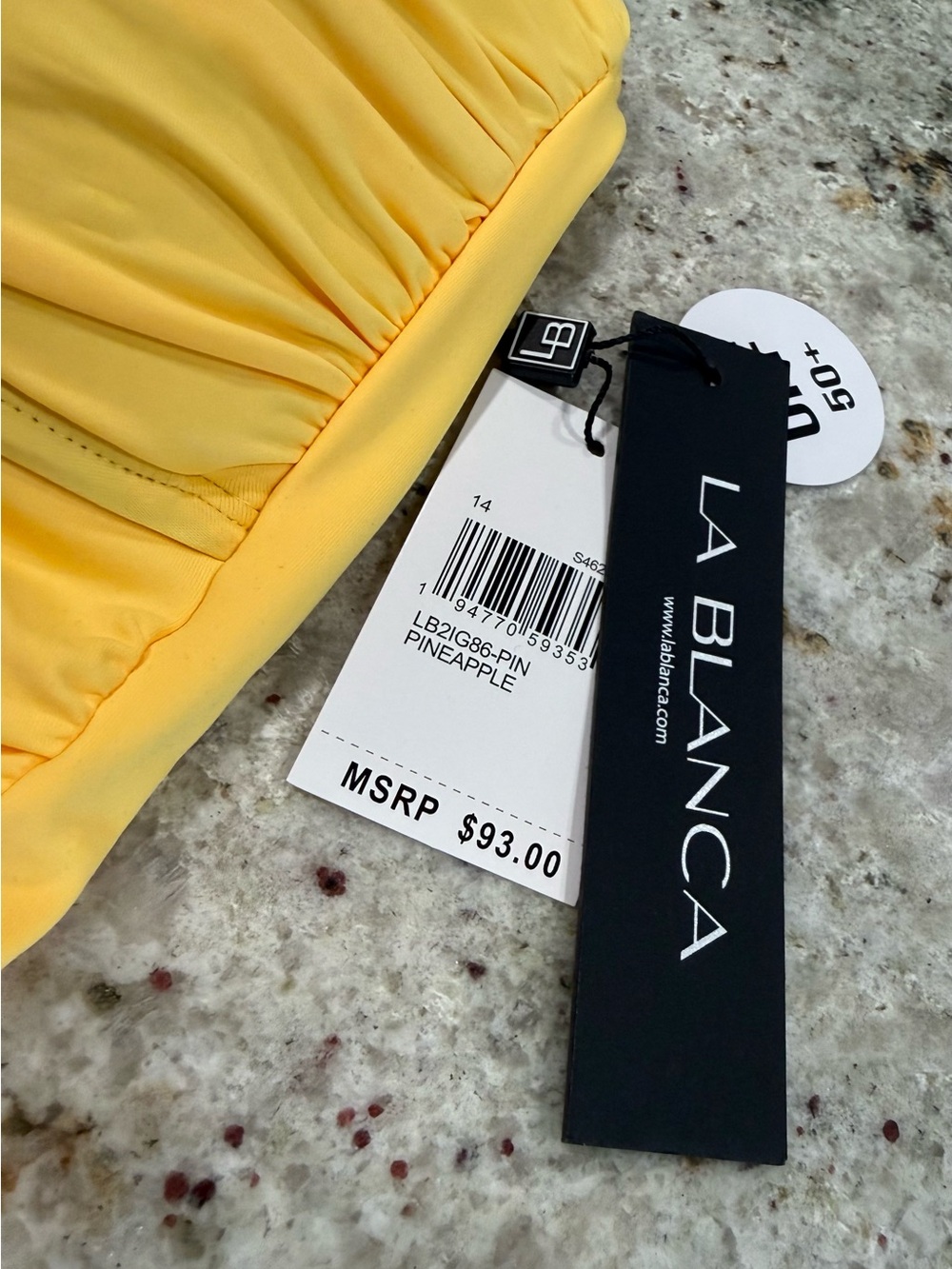 La Blanca Pineapple Yellow Ruched Swimsuit Tankini (Top Only) - Picture 3 of 7